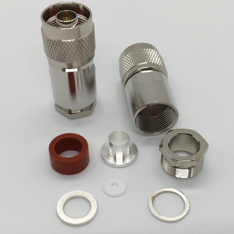 Riotaxy N Connectors Male Connector for LMR400 Cable Belden 9913 RG8 Cable Nickel Machined Brass Construction (4piece clamp) - Image 3
